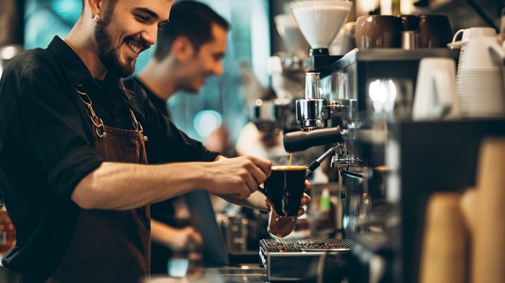 Barista preparando café